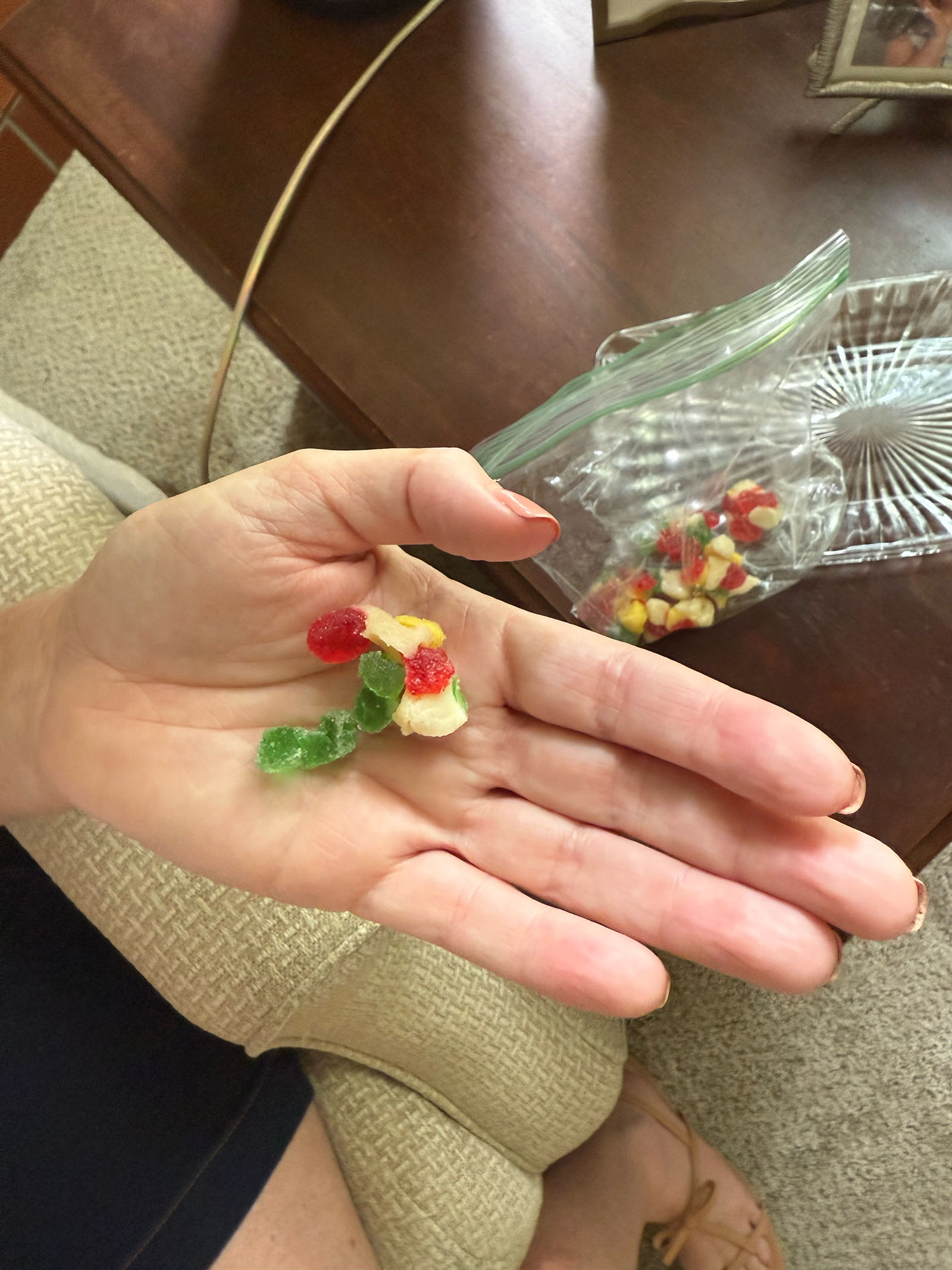 Hand holding gummies